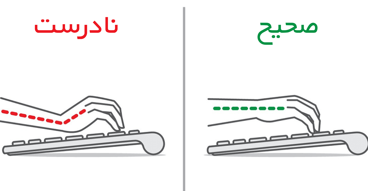روش صحیح کار با کیبورد برای درمان مچ دست